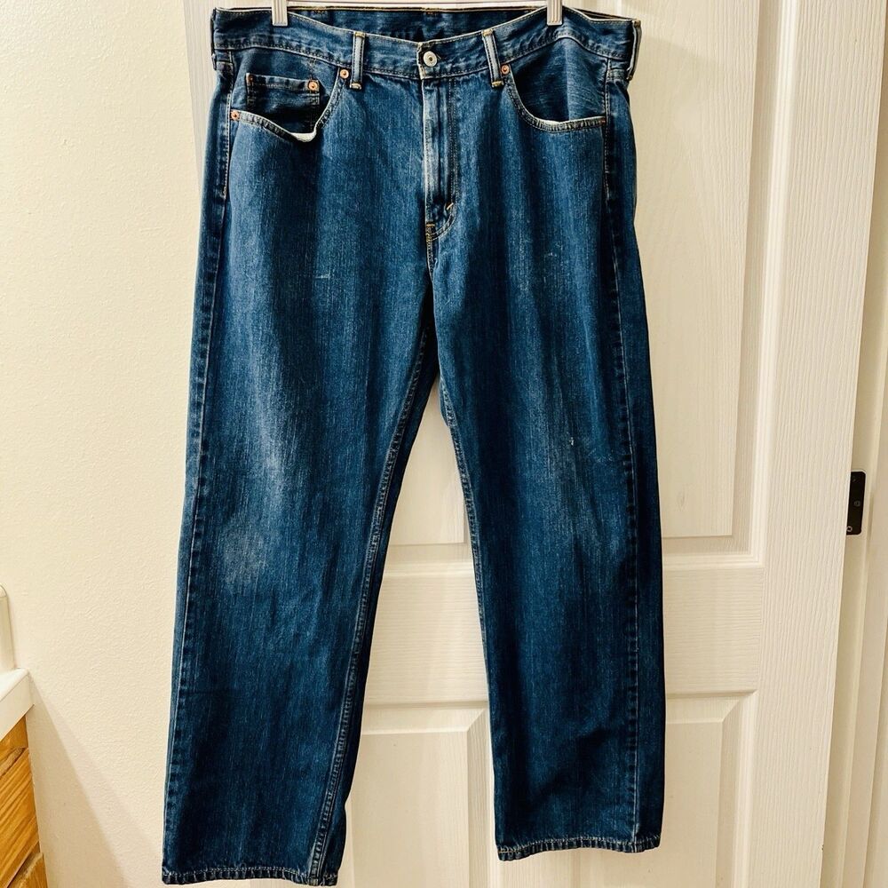 Vintage Levi's 559 Relaxed Straight Jeans Dark Wash Blue Men's 38 X 32 Batwing
